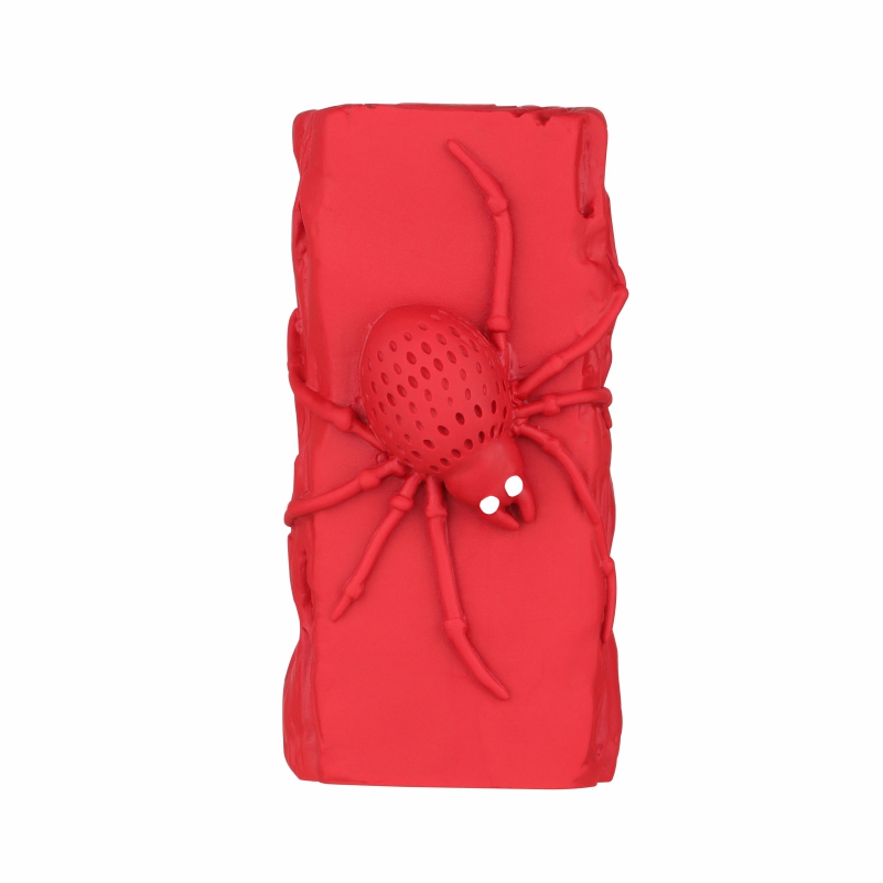 Perro de goma dispensador de golosinas no tóxico rojo de nuevo diseño con juguete alimentador de araña
