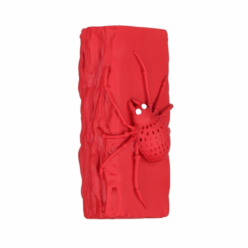 Perro de goma dispensador de golosinas no tóxico rojo de nuevo diseño con juguete alimentador de araña